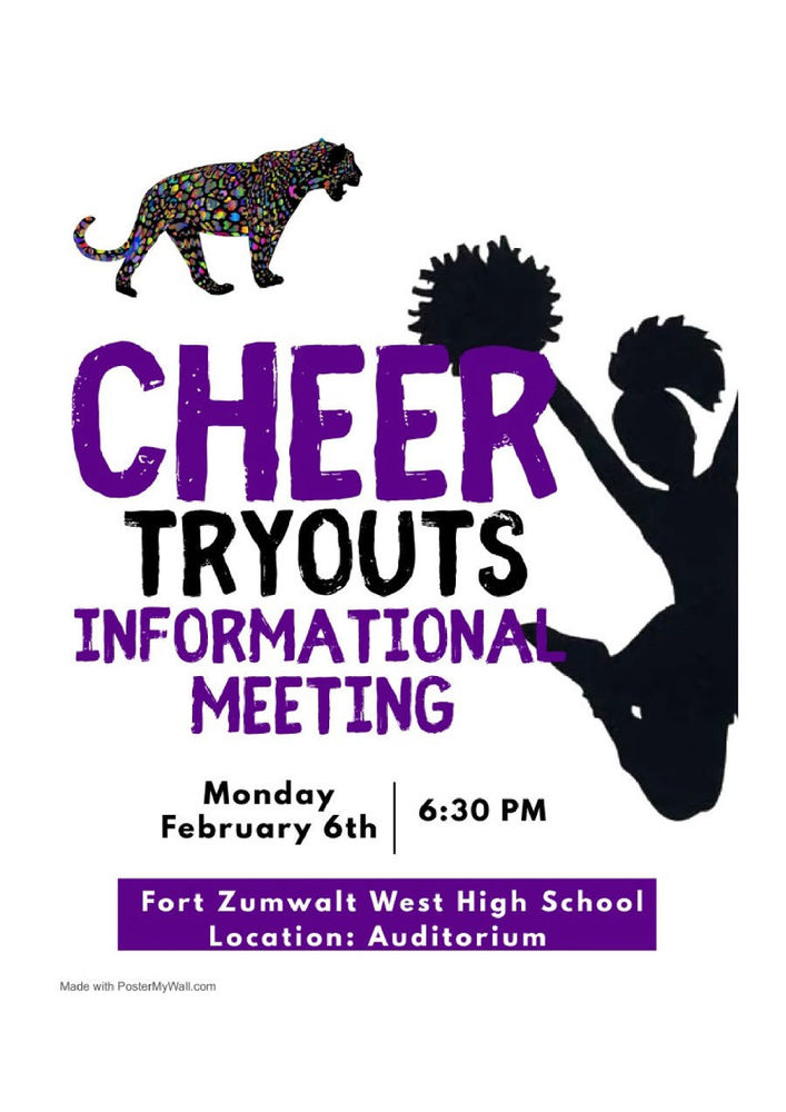 Cheer Tryouts Informational Meeting February 6th 6:30 at West High