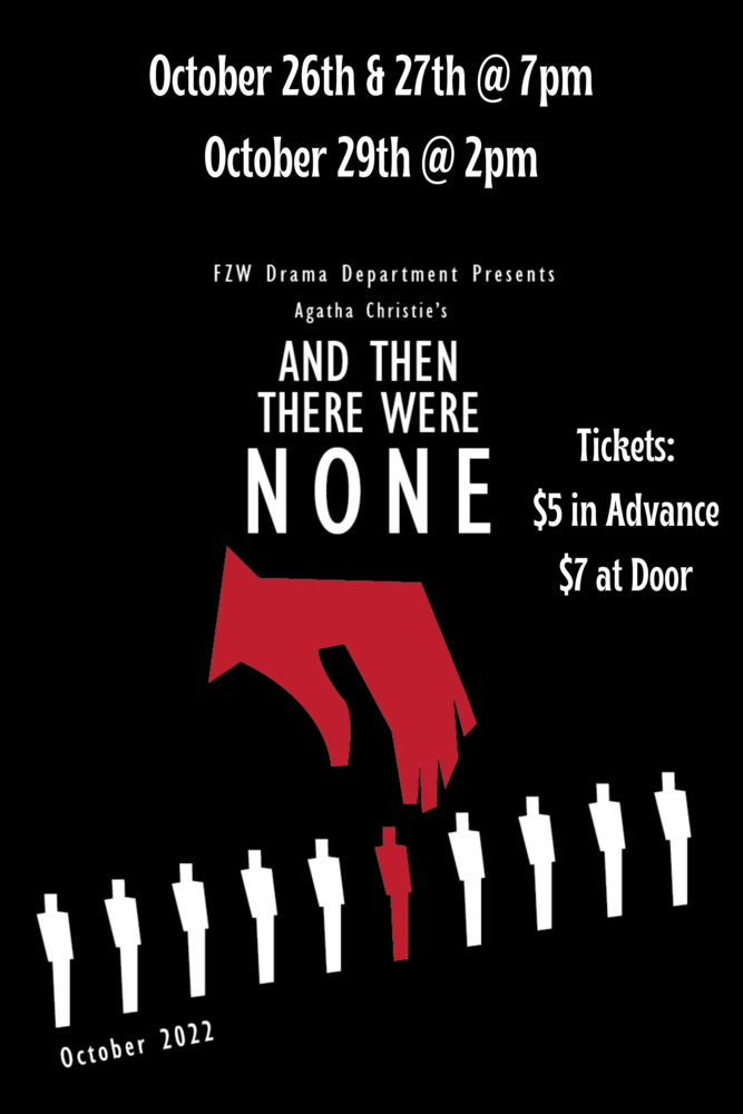 Fall Production, October 26th and 27th at 7pm, October 29th at 2pm