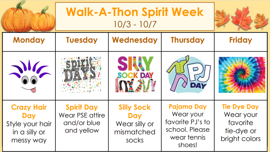 Walk a Thon - Spirit Week Reminder