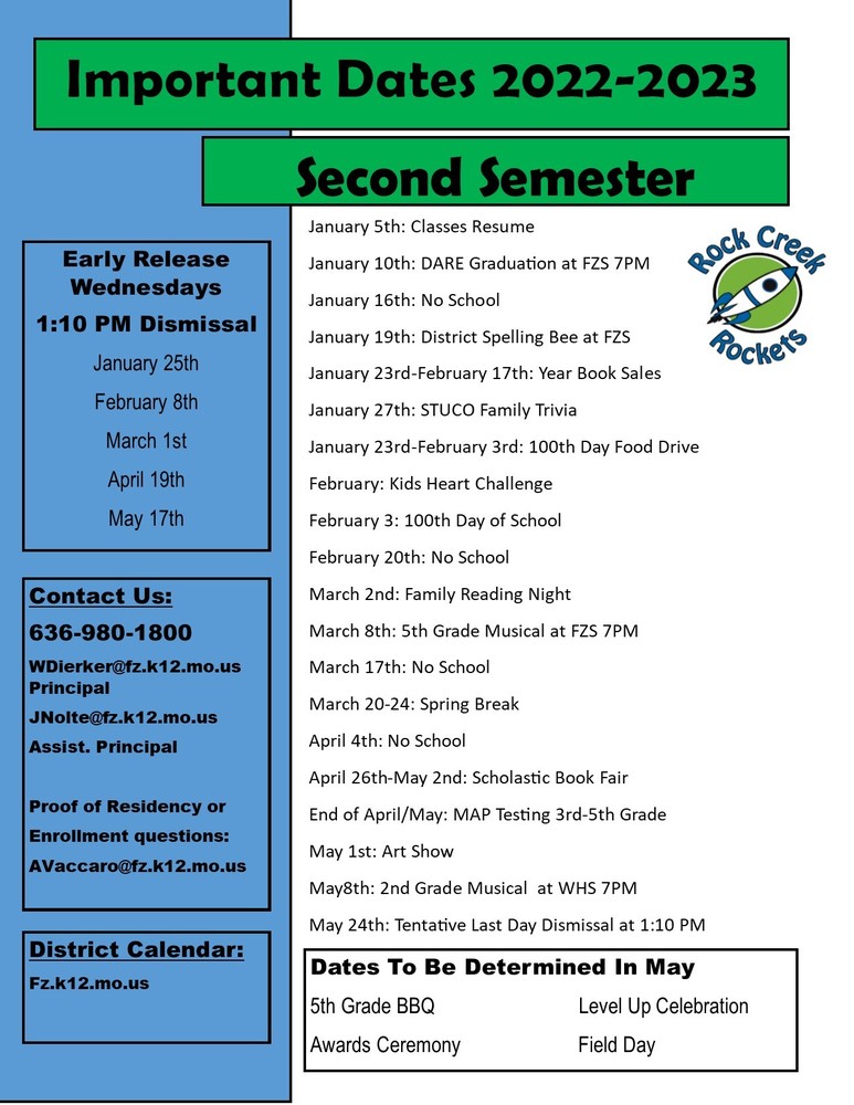 2022-2023-important-dates-second-semeste-rock-creek-elementary-school