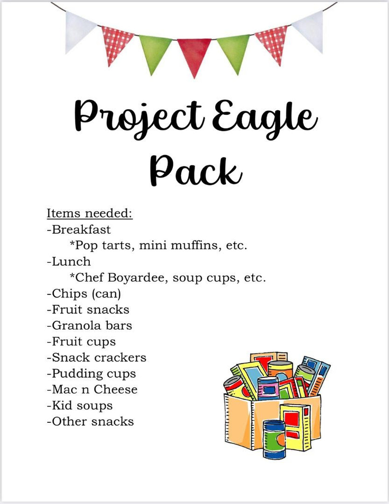 Project Eagle Pack food donations list