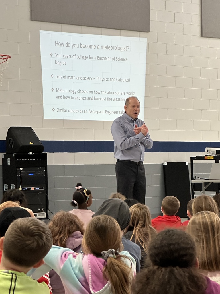 Mr. Connell tells students how they too can become a meteorologist.