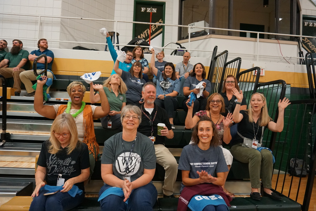 Out from behind the scenes, our tech team at the back to school pep rally